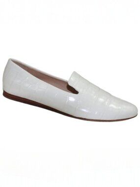 Veronica Beard Griffin White Crock Embossed Preppy Coastal Loafer, Size 6.5